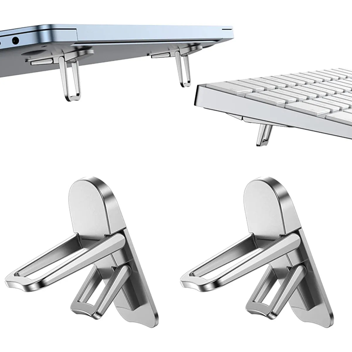 Aluminium Self-Adhesive Laptops Stand Invisible Computer Keyboards Stand Bracket for Desk Foldable Notebook Feet for MacBook Pro