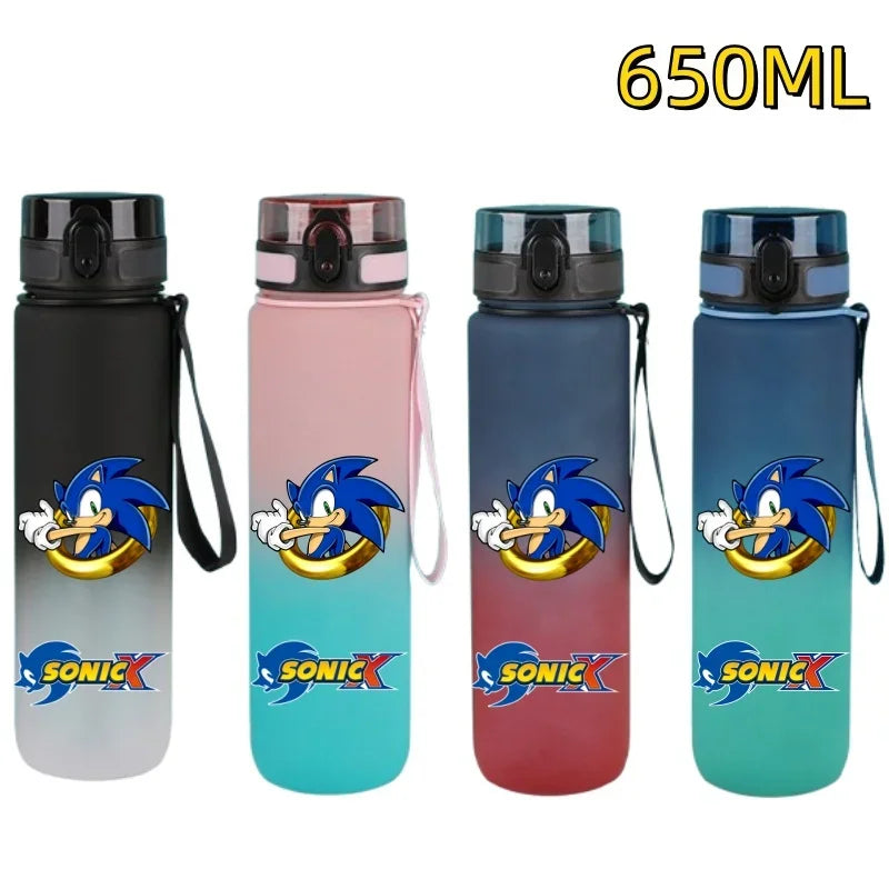 650ML Sonic Hedgehog Sport Water Bottle Large Capacity Cartoon Portable Plastic Water Bottle Drinking Cup Student Birthday Gifts