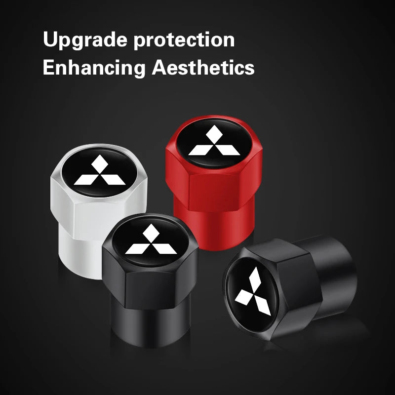 4 tapas de válvula de neumático de coche, cubiertas de metal para rueda, accesorios para Mitsubishi Eclipse Lancer Pajero ASX Colt I200 Space Delica Ex