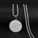 Collar con colgante de brújula de los siete arcángeles de Salomón, de acero inoxidable, estilo retro, amuleto de la suerte para hombre.
