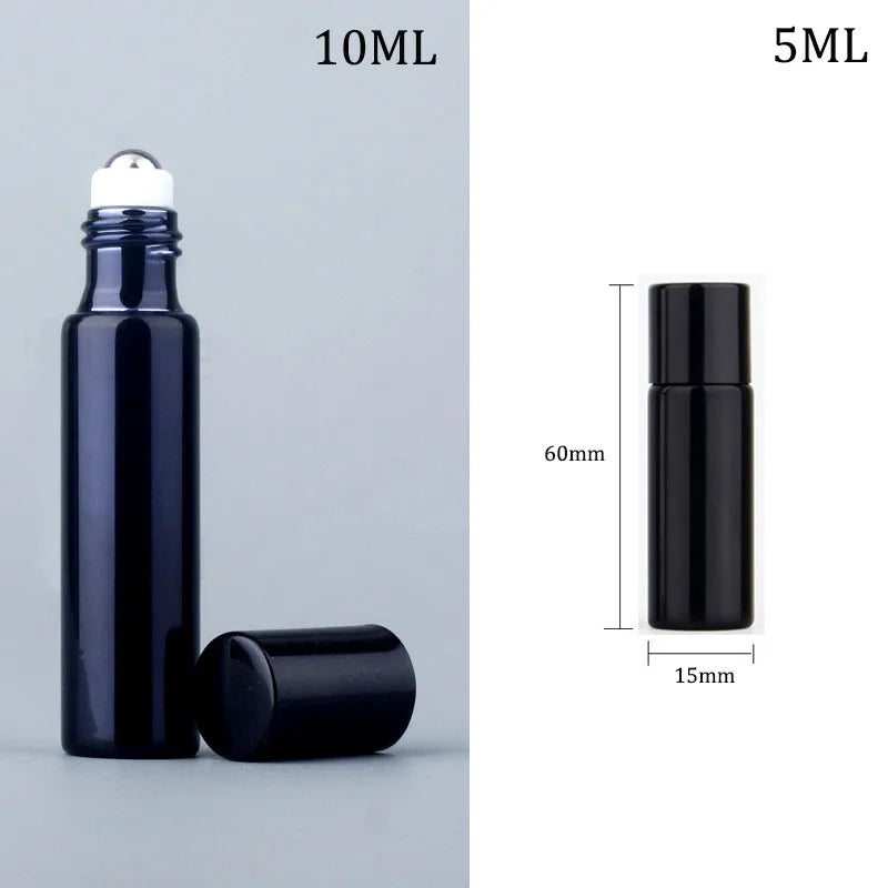 5/10ml UV Glass Stainless Steel Beads Essential Oil Roll-on Glass Bottle Eye Cream Massage Application Sample 1pc