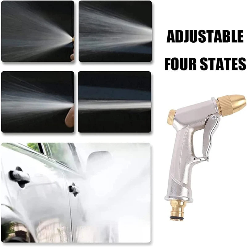 Spray Gun High Pressure with Full Brass Nozzle Handheld Water Nozzle Pistol Grip Sprayer for Watering Garden/Sidewalk/Car Wash