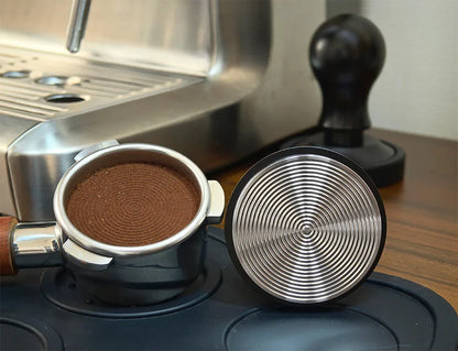 Apisonador de café de 54 mm con base ondulada, para espresso, con resorte y indicador de profundidad, de Barista, de 51 mm, 53 mm y 58 mm.