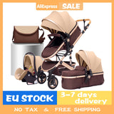 Lujoso cochecito de bebé portátil 3 en 1 de viaje con marco de aluminio alto y plegable, para recién nacidos, con cuatro ruedas.