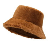 Winter Rabbit Plush Fisherman Hats for Women Girl Bucket Hat Windproof Leopard Soft Faux Fur Wide Brim Lady Women Artist Cap