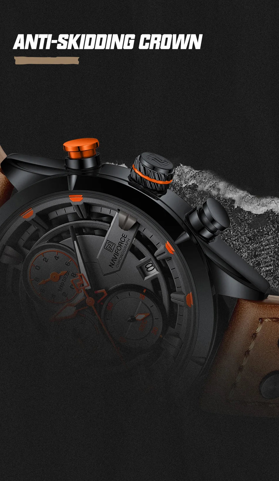 NAVIFORCE Men Casual Watch Fashion Luxury Waterproof Genuine Leather Strap Male Chronograph Quartz WristWatch Relogio Masculino