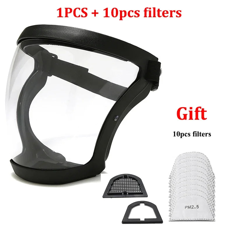 Máscara de proteção à prova de respingos transparente protetor facial máscara protetora máscara de segurança ao ar livre capa de cabeça proteção de trabalho