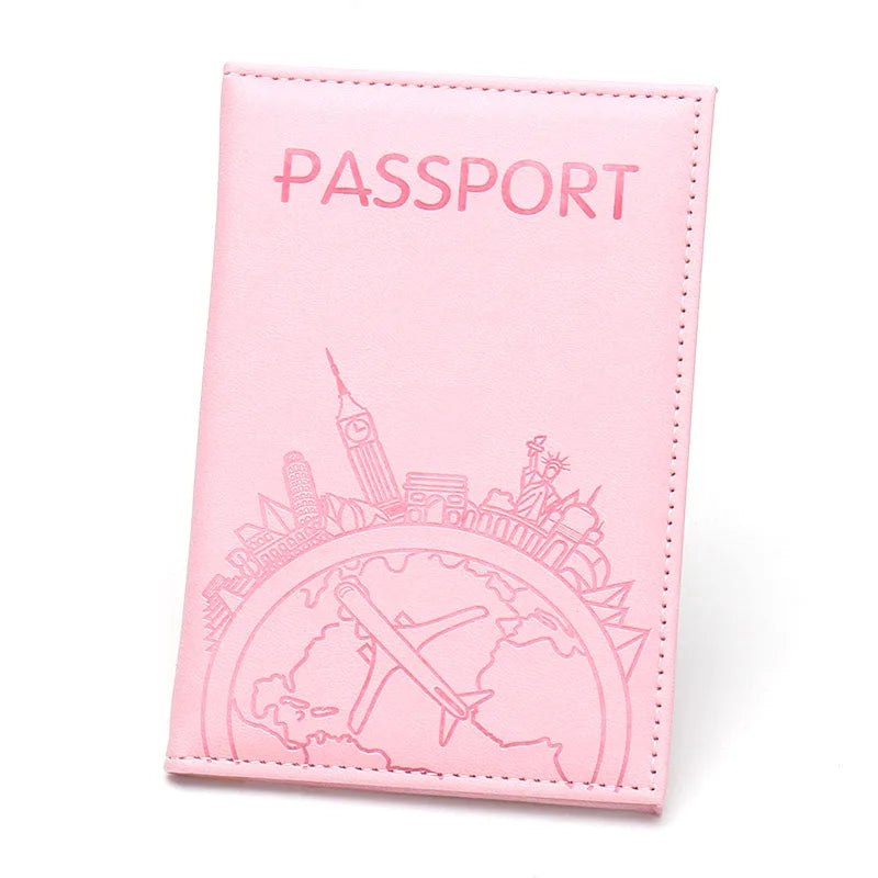 Global Flight Printed Passport Holder Leather Passport Covers Lightweight Airplane Passport Case Id Holder Plane Ticket Holder