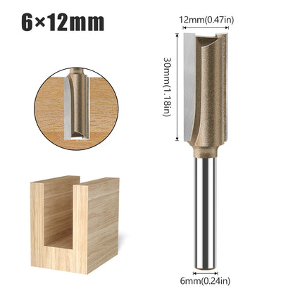 6mm Shank CNC Straight Bit Flush Trim Single Double Flute Router Bit Tungsten Carbide Milling Cutter Woodworking Tools