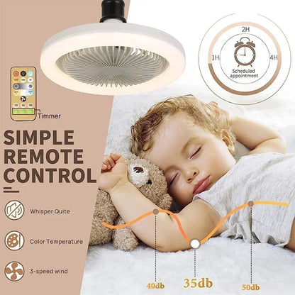 ﻿ Smart 2 In 1 Ceiling Fan With Remote Control Lighting E27 Conversion Base  Lighting Base Suitable for Bedroom and Living