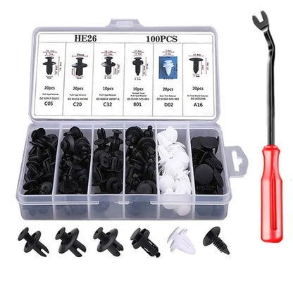 Kit de 100 clips de sujeción para coche, remaches para guardabarros, pasadores de retención para carrocería, remaches para parachoques, paneles de puerta, clips de retención para coche.