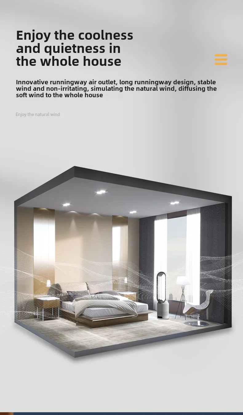 Leafless fan, household electric fan, no pages, silent air filter, circulating fan, bed head, floor standing desktop