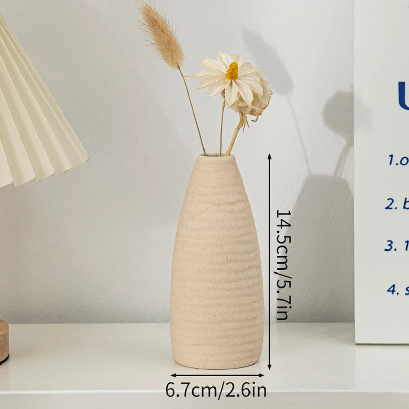 Ceramic Flower Vase Retro Table Decorative Vase Dried Flower Arrangement Pot Home Wedding Gifts Aesthetic Vase Desktop Ornament