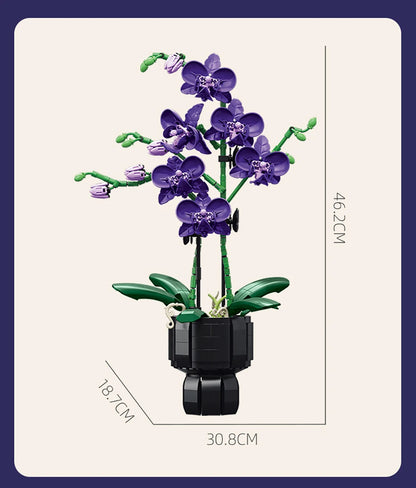 Creative Orchid Cymbidium Eternal Flowers Potted Plant Building Blocks Simulation Phalaenopsis DIY Bricks Toys Valentine's Gift