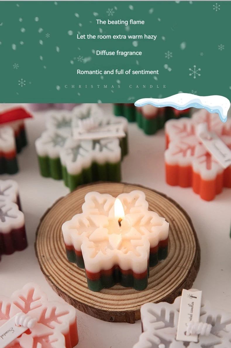 New Christmas Snowflake Aromatherapy Candle Hand-Made Romantic Atmosphere Creative Home Desktop Decorations With Gifts Ornaments