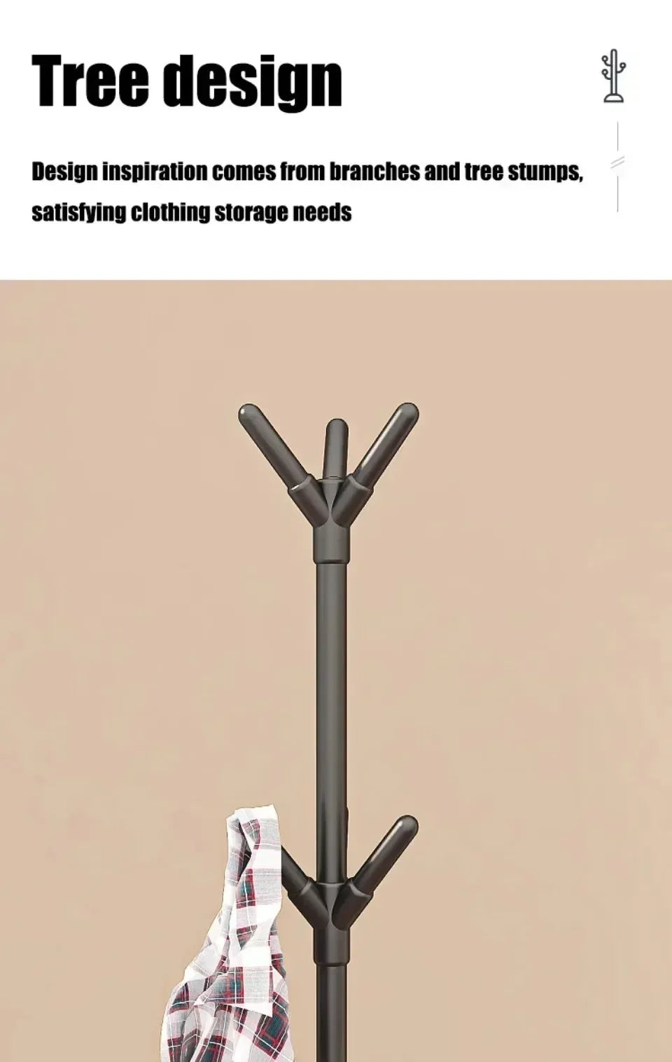 2025 New Standing Coat Rack Hook Household Clothes Hanger Floor Standing Bedroom Clothing Storage Rack Save Space Clothing Racks