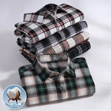 Men Fashion Long Sleeve Brushed Flannel Shirt Single Pocket Comfortable 100% Cotton Casual Slim Fit Button-down Plaid Shirts 8XL
