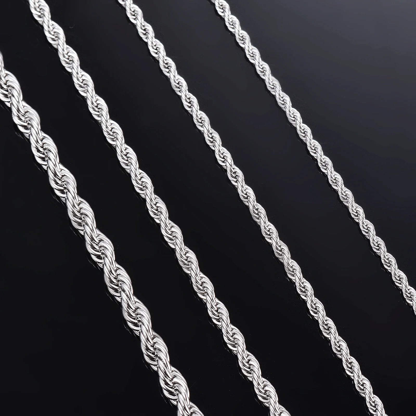 925 Sterling Silver Corda Colar de Corrente para Homens e Mulheres, Moda Pulseira, Largura 2mm 3mm 4mm, 1 Pc