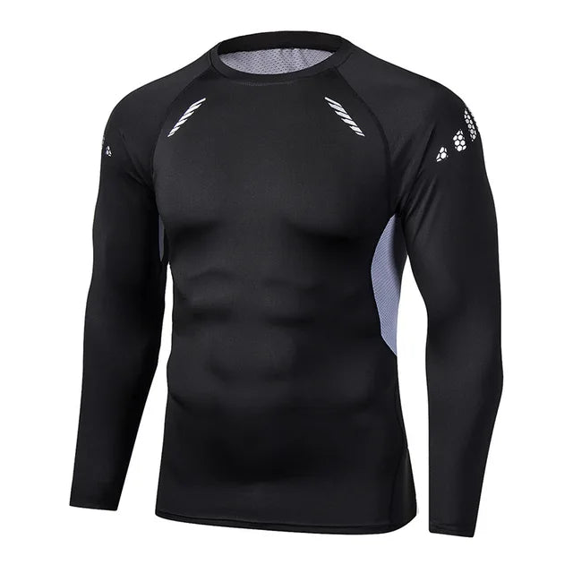 Camiseta de compresión para correr para hombre, ajustada, de manga larga, para entrenamiento y jogging, para gimnasio, Dry Fit Rashgard 