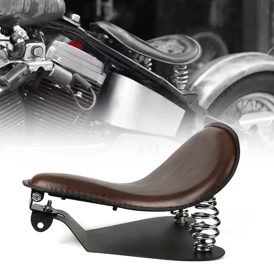 Motorcycle Universal Brown PU Solo Driver Seat Springs Bracket Mount Kit For Harley Honda Yamaha Suzuki Indian Triumph BMW ATV