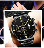 Fashion Men Stainless Steel Watch Luxury Calendar Quartz Wristwatch Men's Business Watches for Men Clock Montre Homme