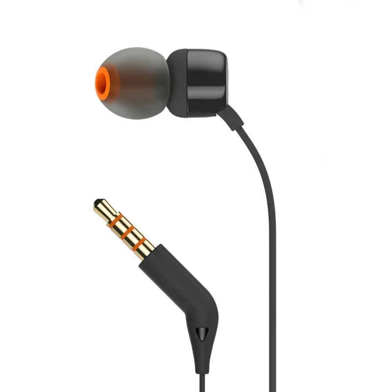 Auriculares T110 con cable de 3,5 mm, estéreo auténtico, graves profundos, deportivos, control en línea, manos libres y micrófono.