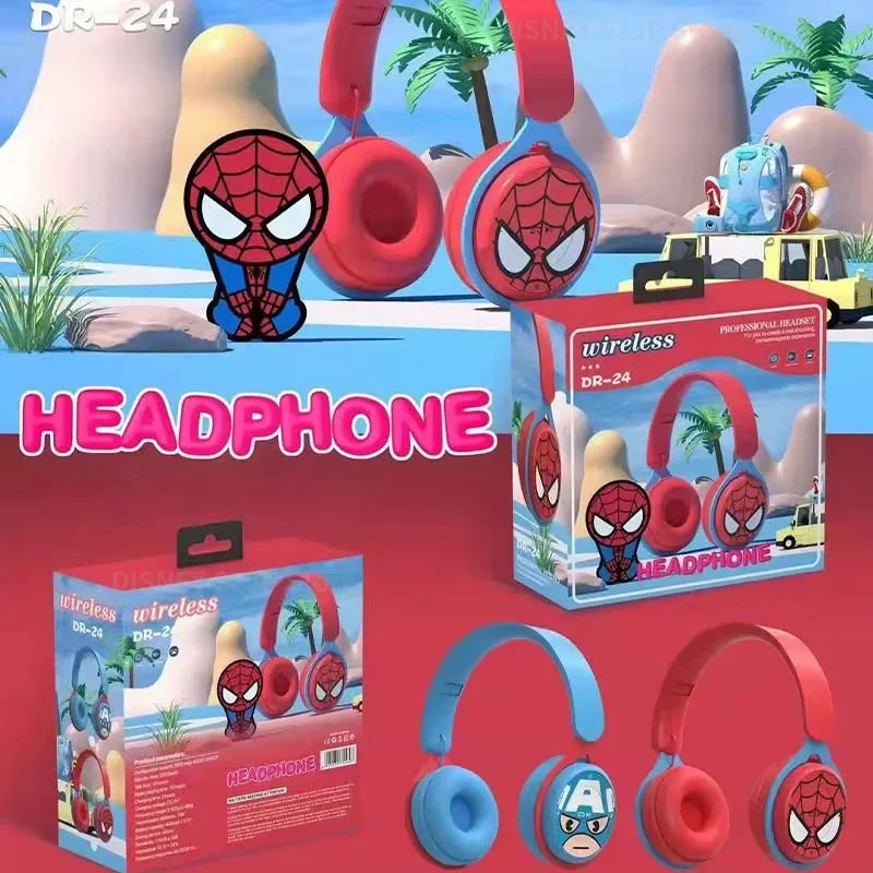 Disney Marvel Y08 Wireless Bluetooth Headphones Foldable HIFI Surround Sound Laptop Earphones for Children Anime Cartoon