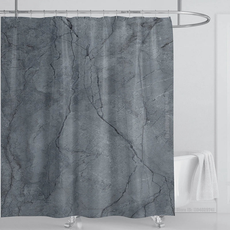 Cortina de ducha impermeable de mármol, cortina de ducha impermeable para decoración de baño, cortina de ducha impresa, lavable, con ganchos