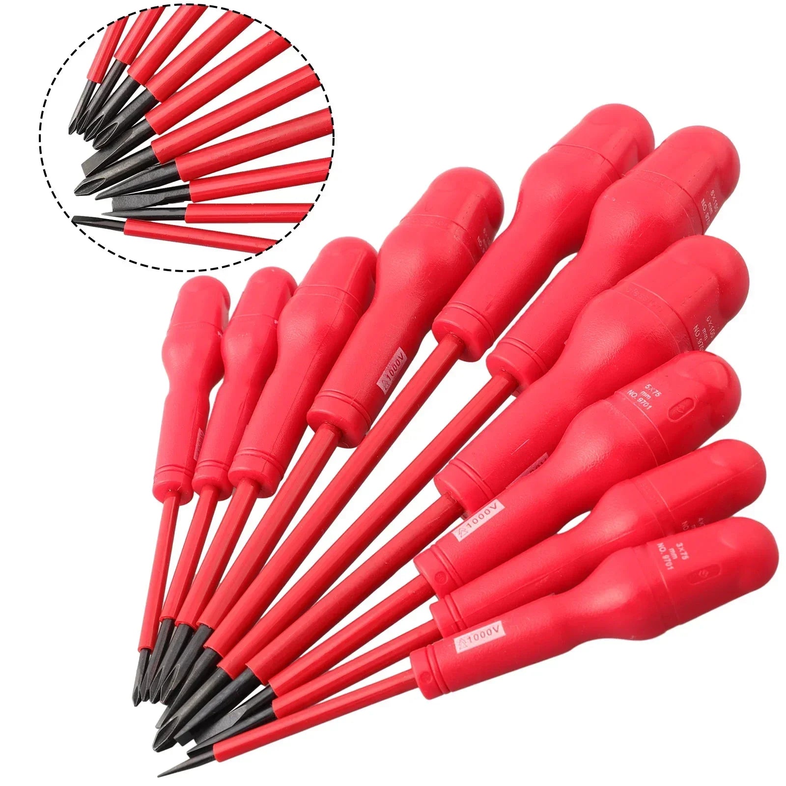 Juego de destornilladores aislados de 1000V, Kit de herramientas de reparación de electricista con puntas Torx Pozidriv ranuradas magnéticas, 1 ud.