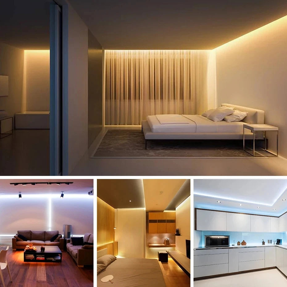 Tira de LED de 220 V con interruptor de encendido/apagado, resistente al agua, flexible, para dormitorio, cocina, jardín, iluminación exterior.
