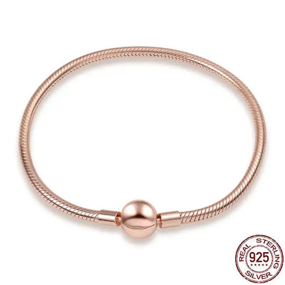 Original 925 Silver Bracelet Snake Chain 17-20 Evil Eye Heart Star Zircon For Charms Beads Pendant Anniversary Jewelry Making Gifts 