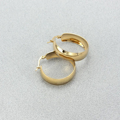 Brincos de aço inoxidável para mulheres, brincos redondos lisos simples, cor dourada, joias largas da moda, presente de festa, largura 21mm, 31mm, 39mm