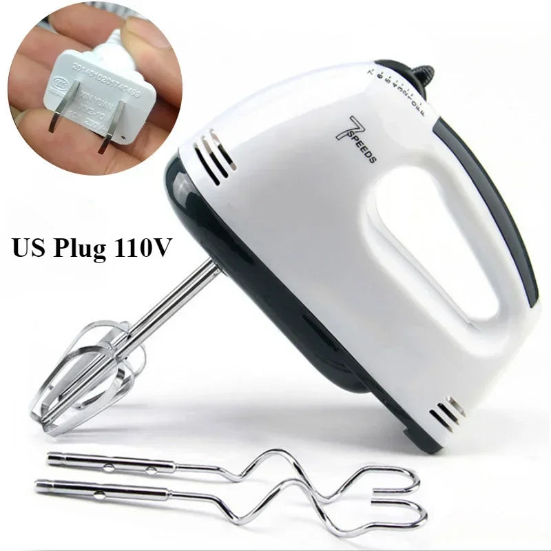 Household Electric Mixer Handheld Kitchen Food Mixer Multifunctional Adjustable 7-speed Egg Cream Dough Bread Mixer Grinder