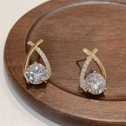 Elegantes pendientes de cruz para mujer, anillos de cristal, joyas de cola de pez, regalos para dama, estilo coreano, moda. 
