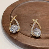 Elegant Cross Earrings for Women, Crystal Rings, Fishtail Jewelry, Lady's Gifts, Korean Style, Fashion