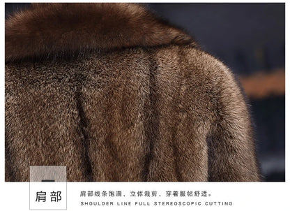 Abrigo largo de piel de visón cálido de invierno para hombre, chaqueta gruesa, cortavientos informal holgado