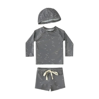2025 Summer Baby Boys Swimsuit Long Sleeves One Piece Swimwear for Kids Toddler Cartoon UPF50+ Rash Guards Infant Bathing Sui