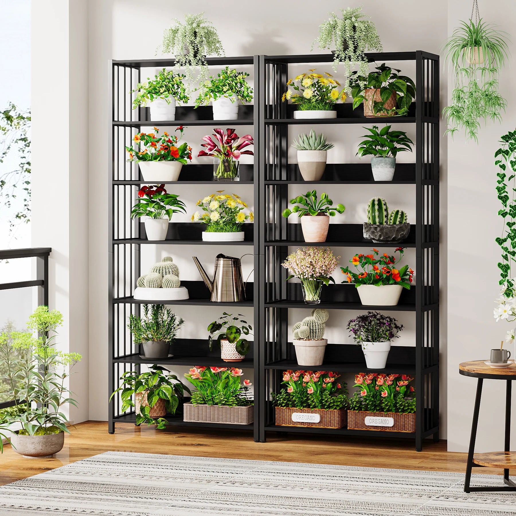 Tribesigns Bookshelf Storage Rack Standing Shelf 5 Tier Industrial Sturdy Bookshelf with Iron Pipe Frame
