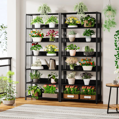 Tribesigns Bookshelf Storage Rack Standing Shelf 5 Tier Industrial Sturdy Bookshelf with Iron Pipe Frame