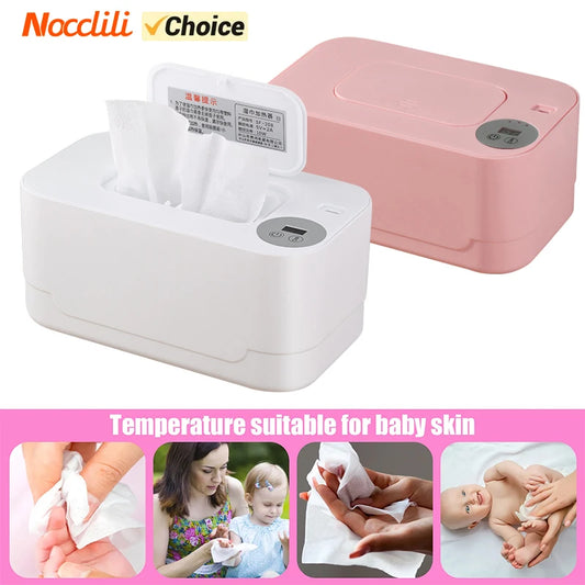 Calentador de toallitas húmedas para bebés con pantalla LED, dispensador portátil de toallas húmedas con carga USB, caja para calentar servilletas, uso doméstico o en el coche.