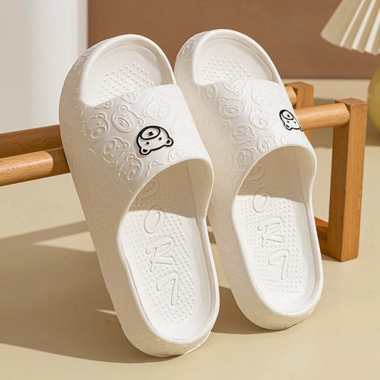 Summer Fashion Men's Slippers Printting Little Bear Sandals Indoor Bathroom Non-slip Soft Women Dormitory Casual Shoes Couple