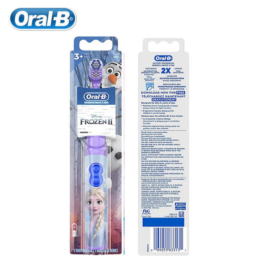 Cepillo de dientes eléctrico Oral-B Kid Pro-Health con cerdas suaves y cabezales vibratorios redondeados. Cuidado de las encías. A pilas. Para niños de 3 años o más.
