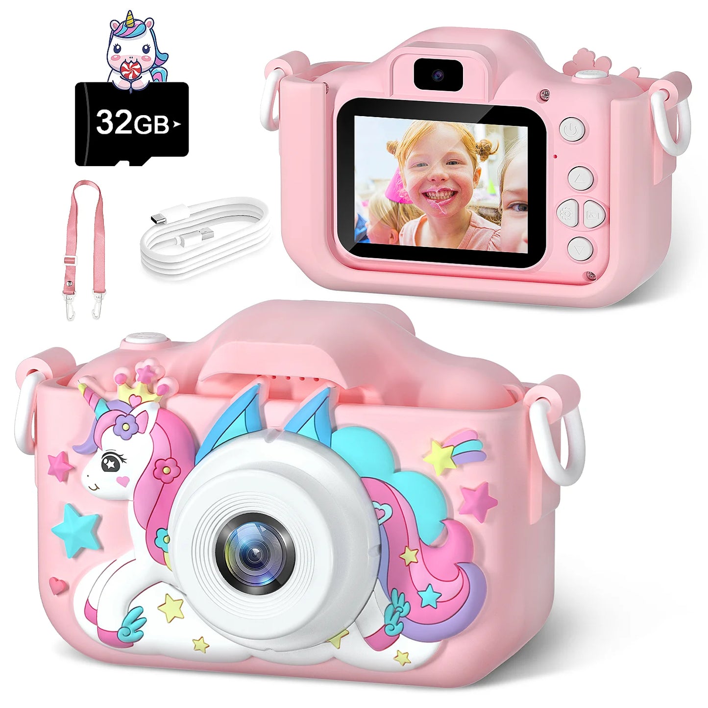 Cámara digital HD de 1080P para niños pequeños, cámara de 2 pulgadas con funda de silicona, ideal como regalo de cumpleaños o Navidad.