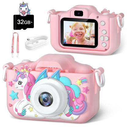 Cámara digital HD de 1080P para niños pequeños, cámara de 2 pulgadas con funda de silicona, ideal como regalo de cumpleaños o Navidad.