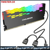 Enfriador de RAM Coolmoon Ra-2, módulo de memoria ARGB de 5 V de alta eficiencia, disipador de calor con efecto de luz, enfriador de memoria para computadora de escritorio