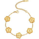 Stainless Steel Clover Bracelet for Women 14k Gold Silver Five Leaf Flower Delicate Lucky Link Bracelets Jewelry for Girls 