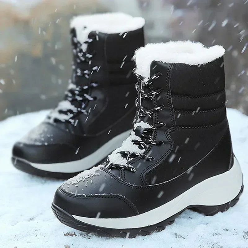 Zapatos de invierno para mujer, botas impermeables a la moda para actividades al aire libre, botas de nieve resistentes al desgaste, botas de nieve cálidas de felpa, novedad de 2024