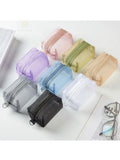 1pc Multifunctional Square Nylon Mesh Storage Bags Travel Portable Urltra-Light Mini Wash Bags Mini Zipper Coin Purse