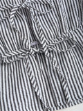 Women's Sets Two 2pcs Sale Summer V Neck Sleeveless Lace Up Vests&High Elastic Waist Striped Wide Leg Pant Suits OUYW-25014