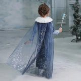 Vestido da Elsa para Menina – Fantasia de Princesa para Festa de Aniversário e Inverno, Cosplay de Frozen, Vestido de Manga Longa – Rainha da Neve